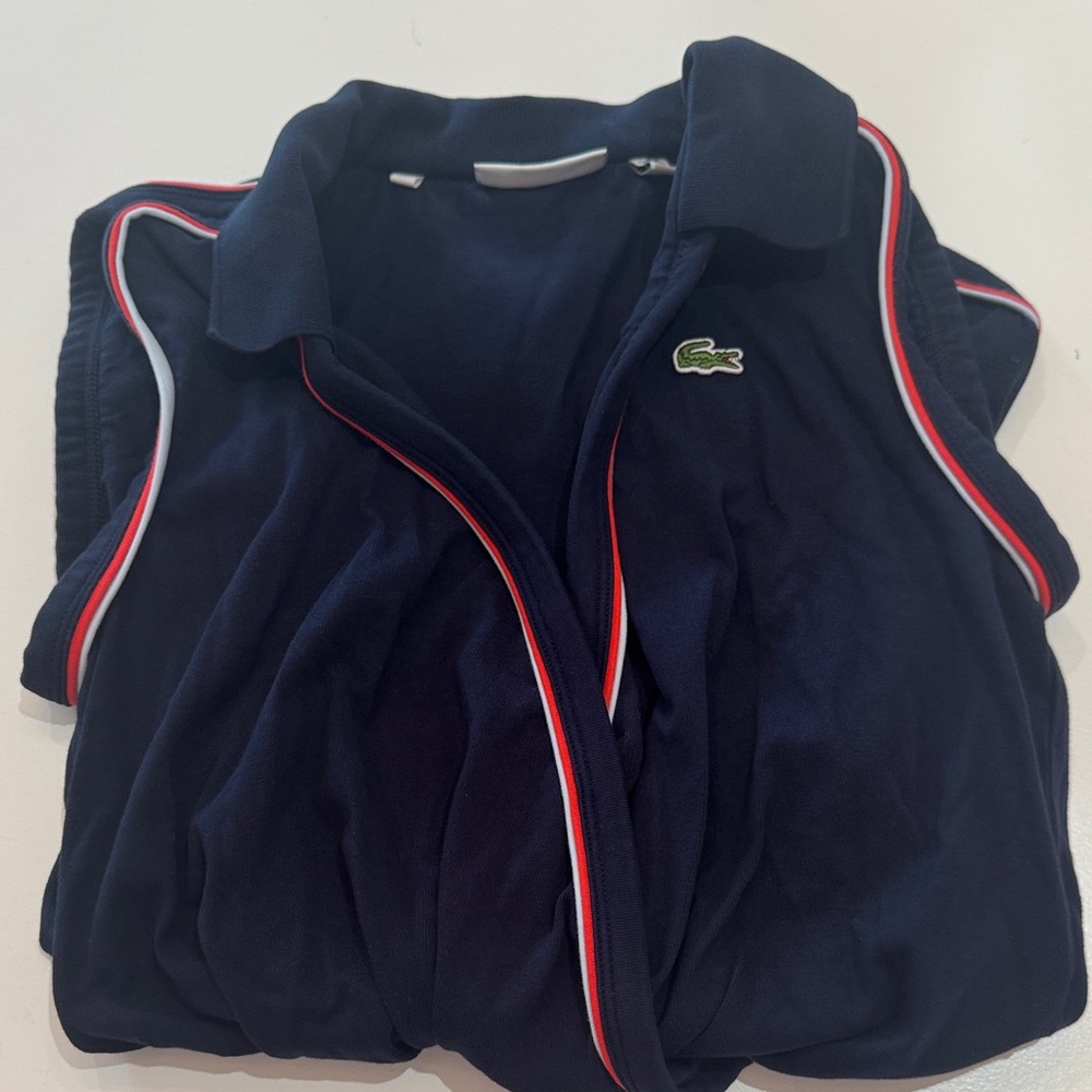 Women's Lacoste Navy Sleeveless Polo romper with Red and White Trim - Picture 6 of 6